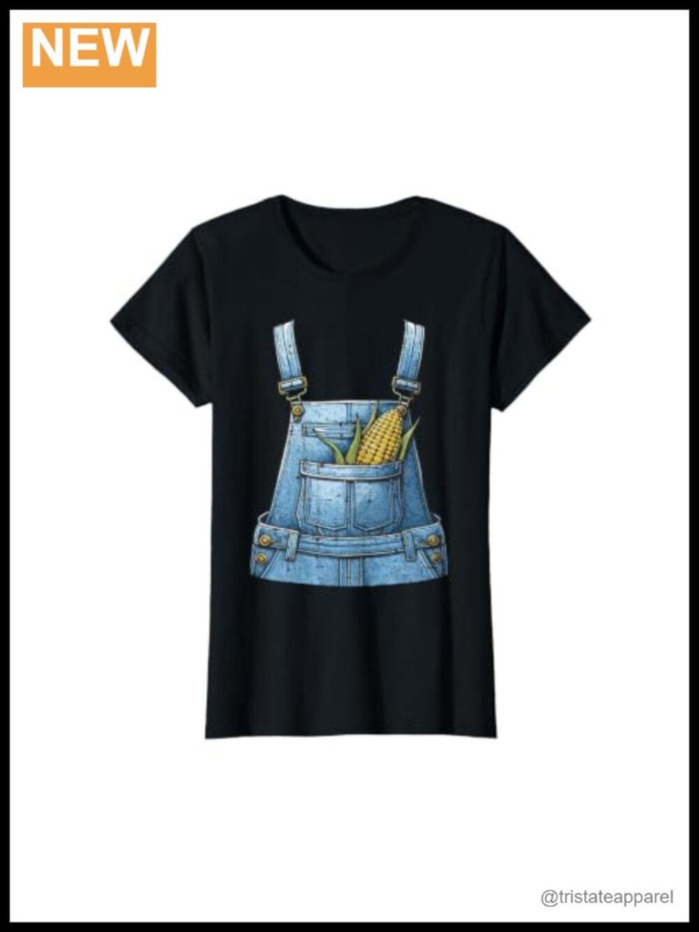 Halloween Overalls Corn Farm Costume Graphic T-Shirt Cotton Tee